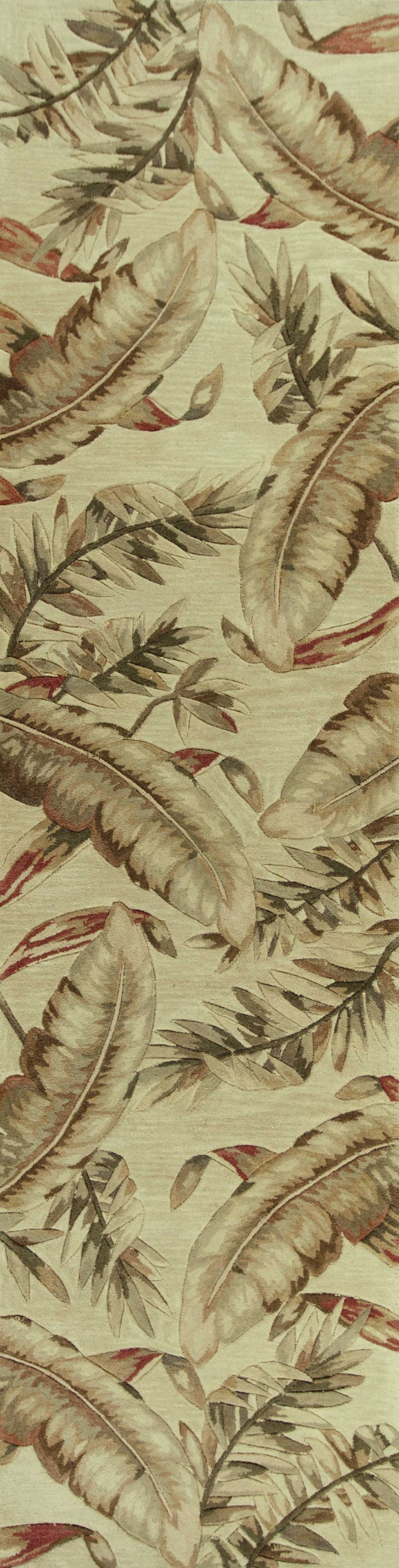 4inchesx6inches Ivory Hand Tufted Tropical Leaves Indoor Area Rug