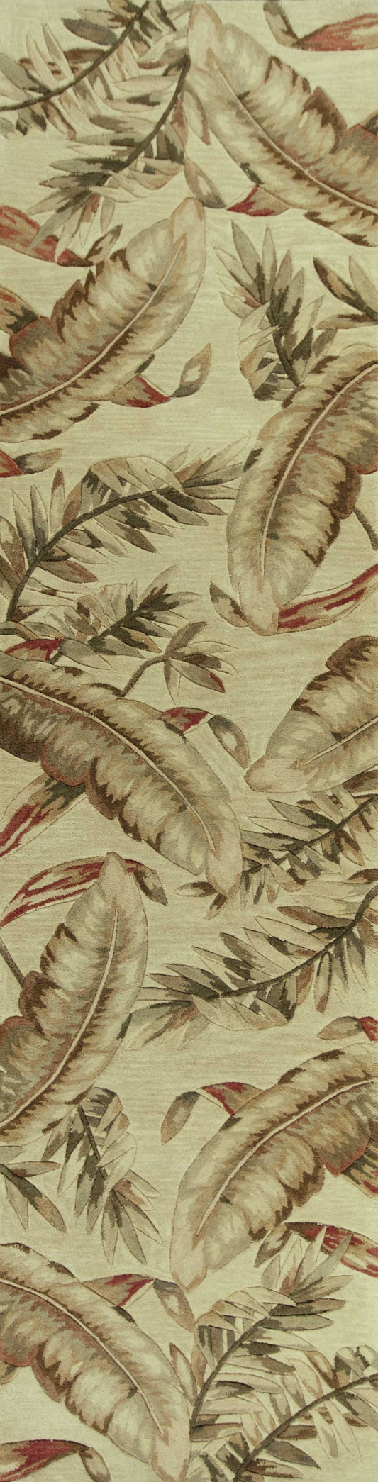 4inchesx6inches Ivory Hand Tufted Tropical Leaves Indoor Area Rug