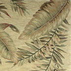 4inchesx6inches Ivory Hand Tufted Tropical Leaves Indoor Area Rug