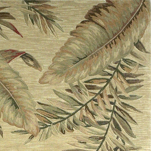 4inchesx6inches Ivory Hand Tufted Tropical Leaves Indoor Area Rug