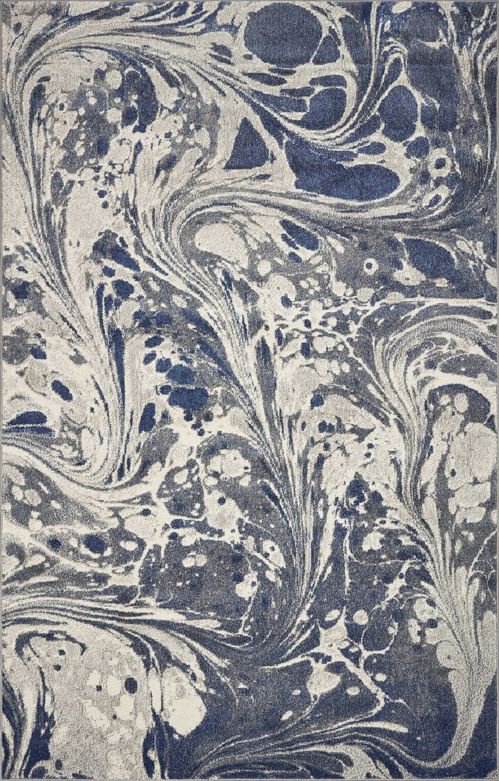 5inchesx8inches Grey Blue Machine Woven Marble Indoor Area Rug
