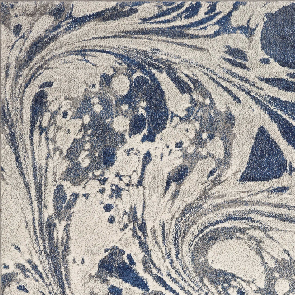 5inchesx8inches Grey Blue Machine Woven Marble Indoor Area Rug