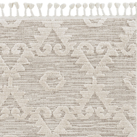 5inches x 8inches Ivory or Beige Geometric Diamond Indoor Area Rug