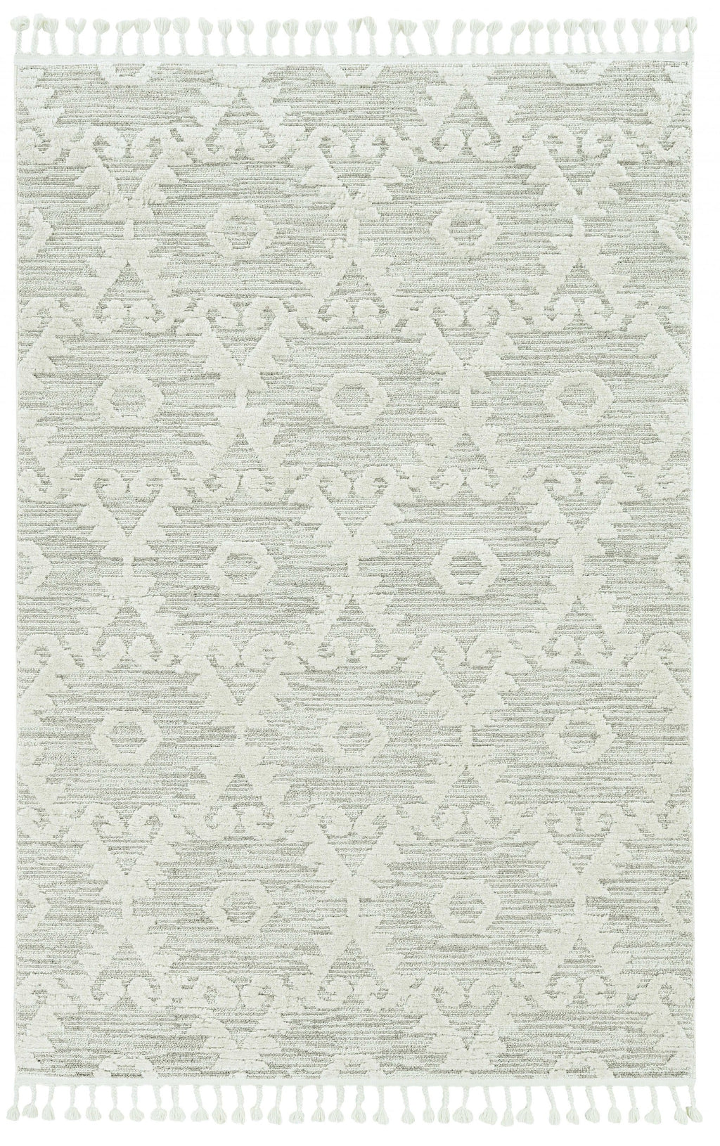 5inches x 8inches Ivory or Beige Geometric Diamond Indoor Area Rug