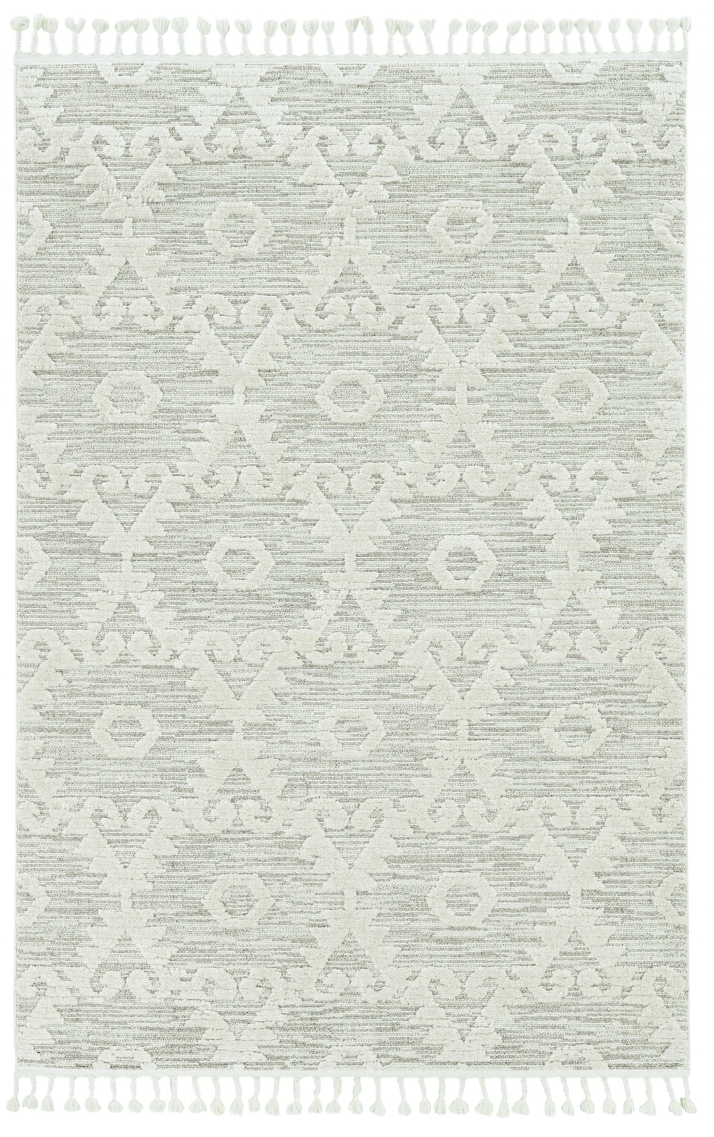 5inches x 8inches Ivory or Beige Geometric Diamond Indoor Area Rug