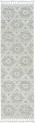 5inches x 8inches Ivory or Beige Geometric Diamond Indoor Area Rug