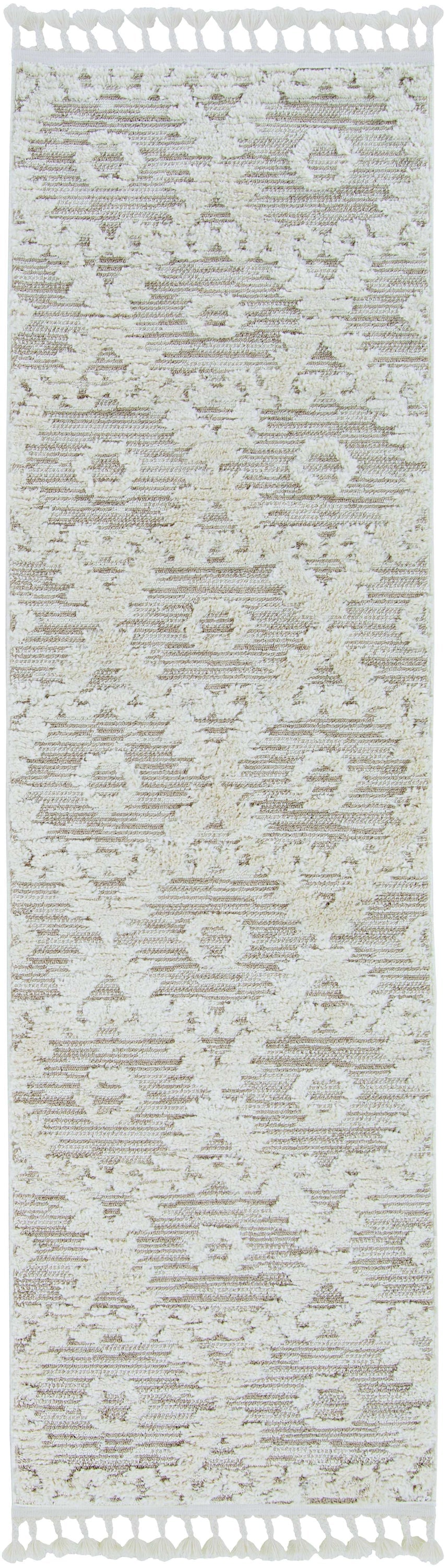 5inches x 8inches Ivory or Beige Geometric Diamond Indoor Area Rug