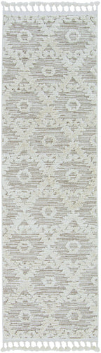 5inches x 8inches Ivory or Beige Geometric Diamond Indoor Area Rug