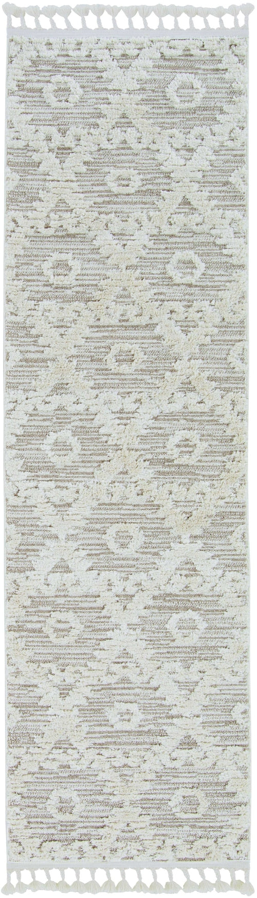 5inches x 8inches Ivory or Beige Geometric Diamond Indoor Area Rug