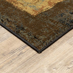 4inches x 6inches Brown and Black Abstract Geometric Area Rug