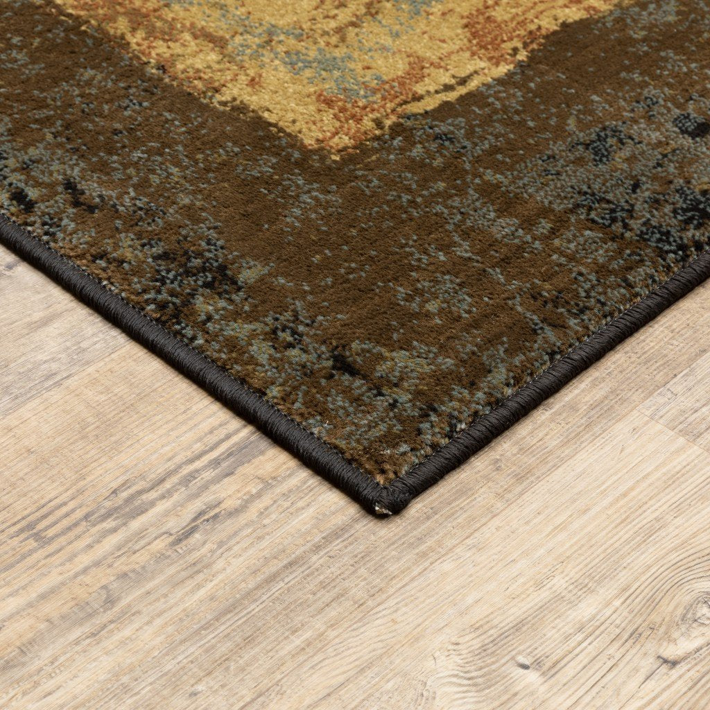 4inches x 6inches Brown and Black Abstract Geometric Area Rug