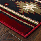8inches Round Red and Beige Ikat Pattern Area Rug