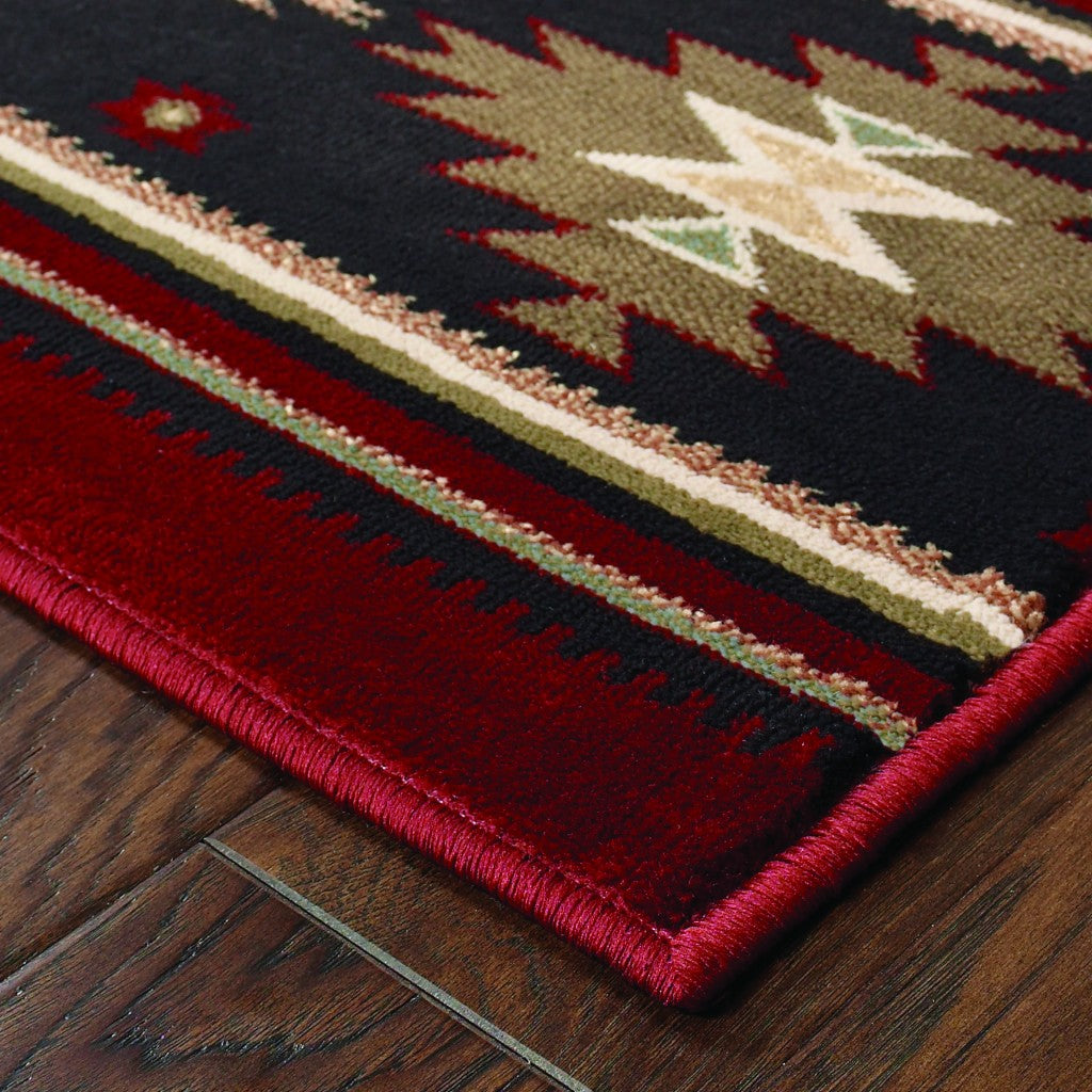 8inches Round Red and Beige Ikat Pattern Area Rug