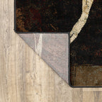 8inches x 11inches Brown and Black Abstract Geometric Area Rug
