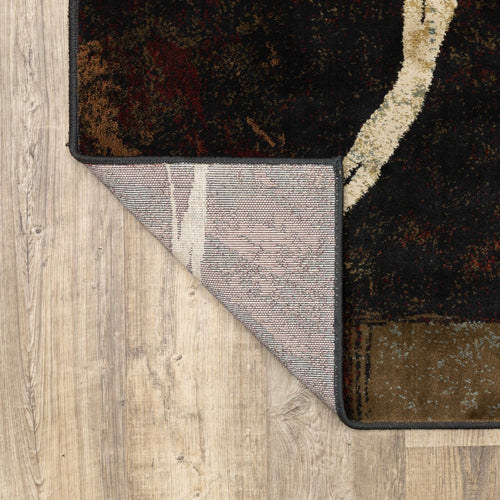 8inches x 11inches Brown and Black Abstract Geometric Area Rug
