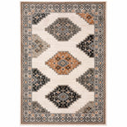 4inches x 6inches Abstract Ivory and Gray Geometric Indoor Area Rug
