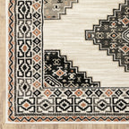4inches x 6inches Abstract Ivory and Gray Geometric Indoor Area Rug