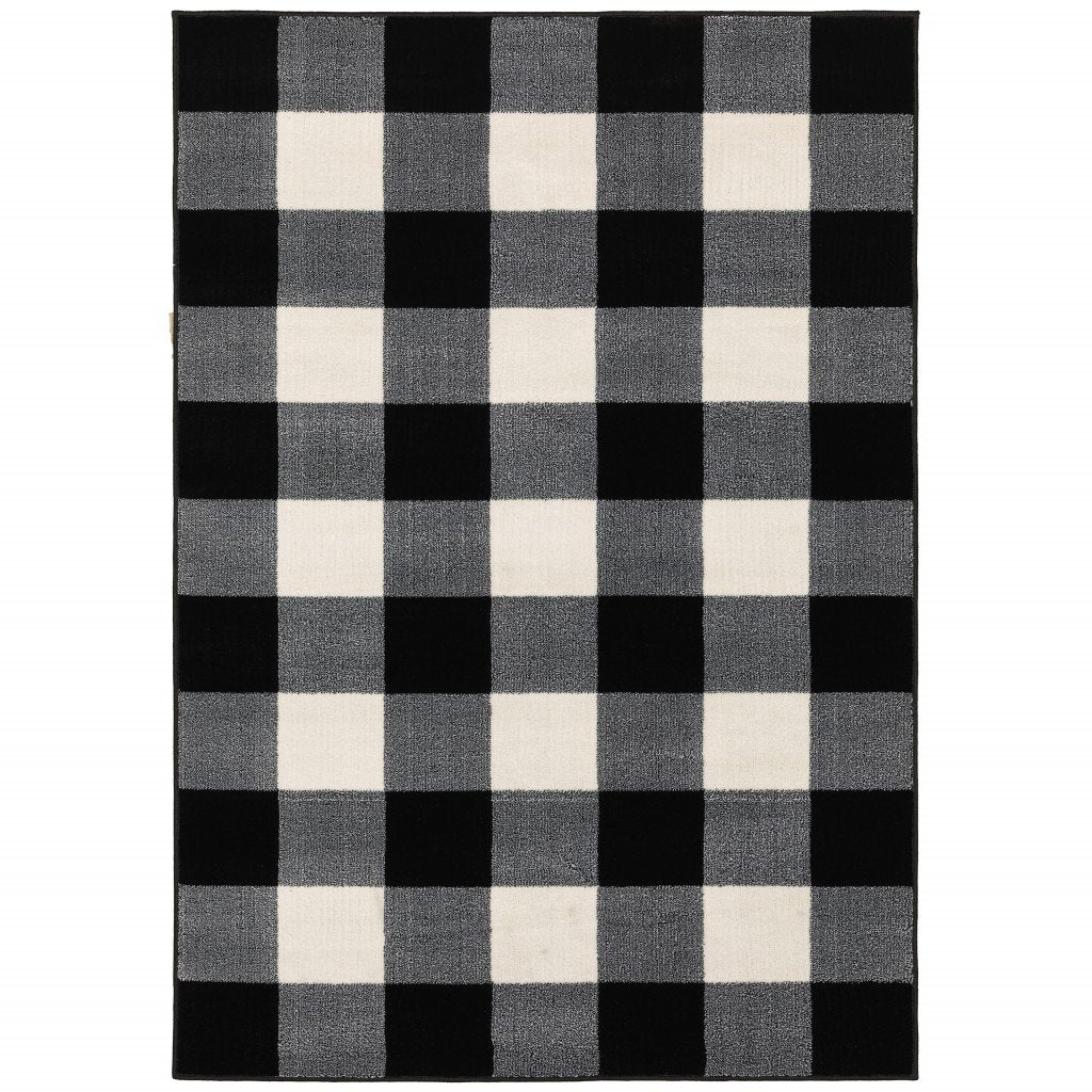 5inches x 7inches Monochromatic Gingham Pattern Indoor Area Rug