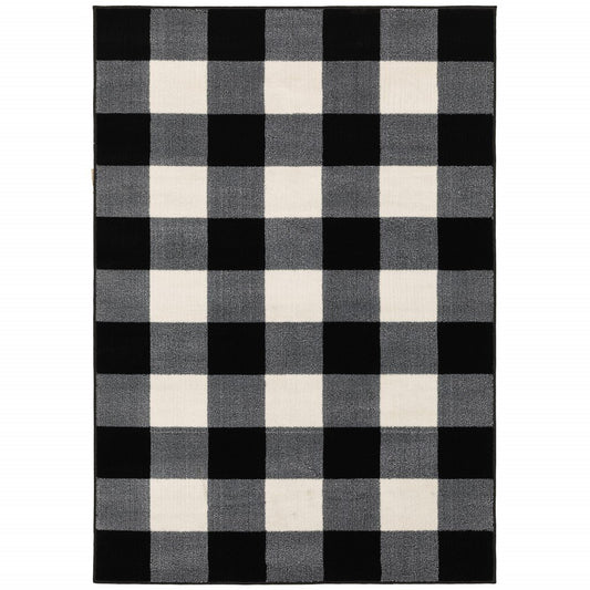 5inches x 7inches Monochromatic Gingham Pattern Indoor Area Rug