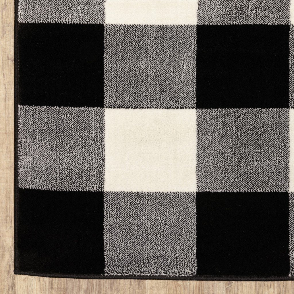 5inches x 7inches Monochromatic Gingham Pattern Indoor Area Rug