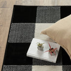 5inches x 7inches Monochromatic Gingham Pattern Indoor Area Rug