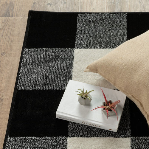 5inches x 7inches Monochromatic Gingham Pattern Indoor Area Rug