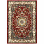 3inches x 6inches Red Ivory Machine Woven Oriental Indoor Area Rug
