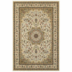 3inches x 6inches Ivory Beige Machine Woven Oriental Indoor Area Rug