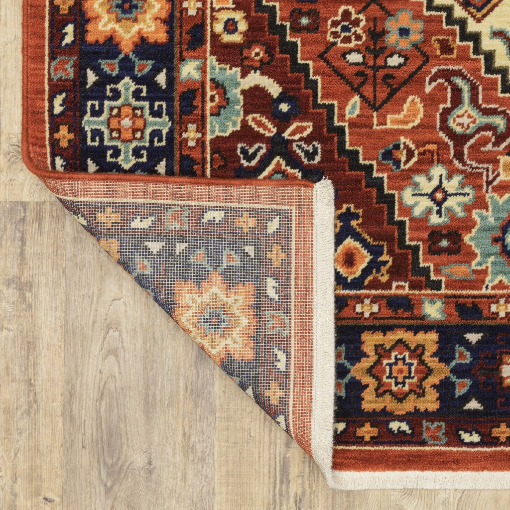 12inches Red Blue Machine Woven Oriental Indoor Runner Rug