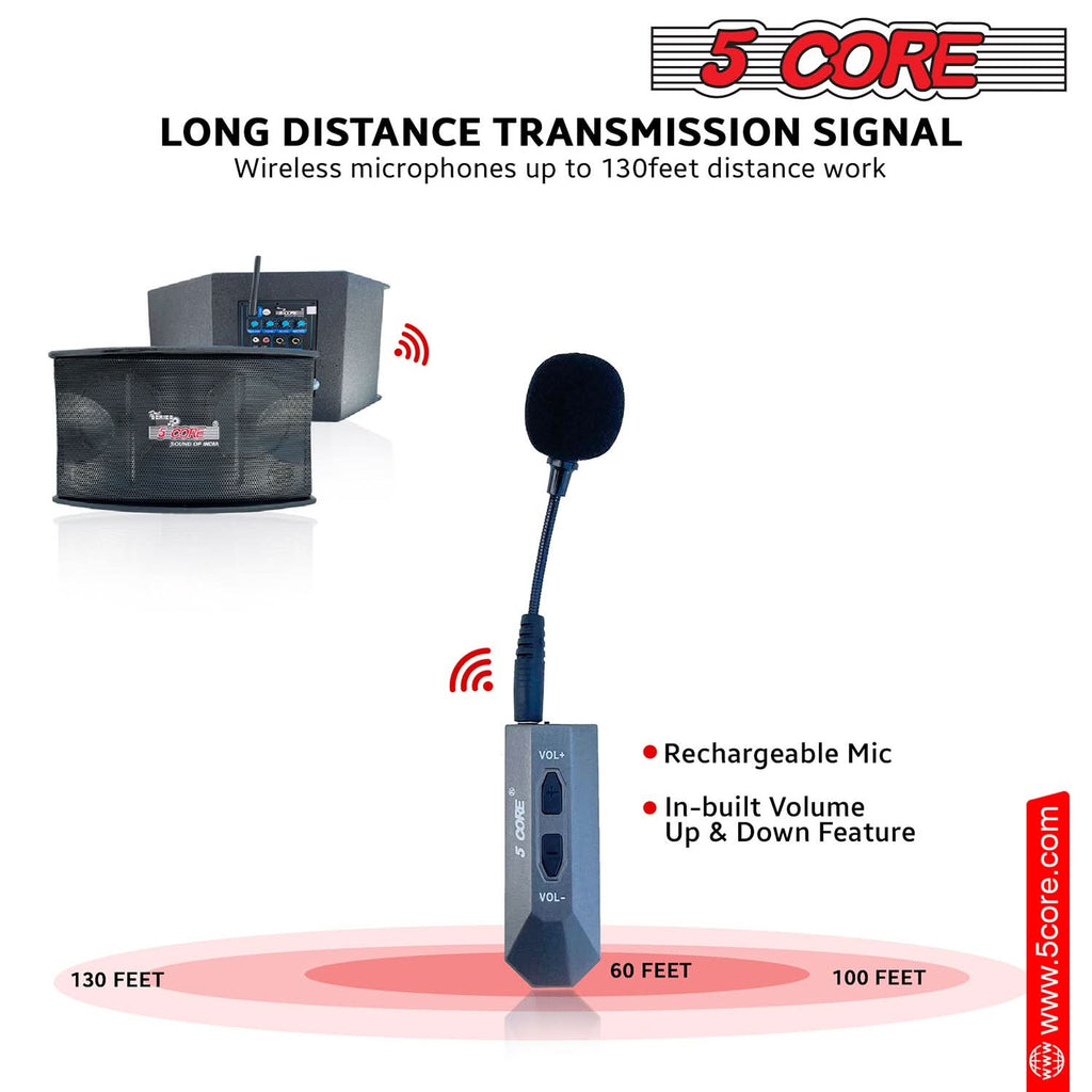 5Core Voice Amplifier 200W Portable PA Speaker System + Wireless