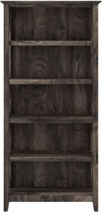 Bush Furniture Tall 5 Shelf Bookcase Dark Gray Hickory