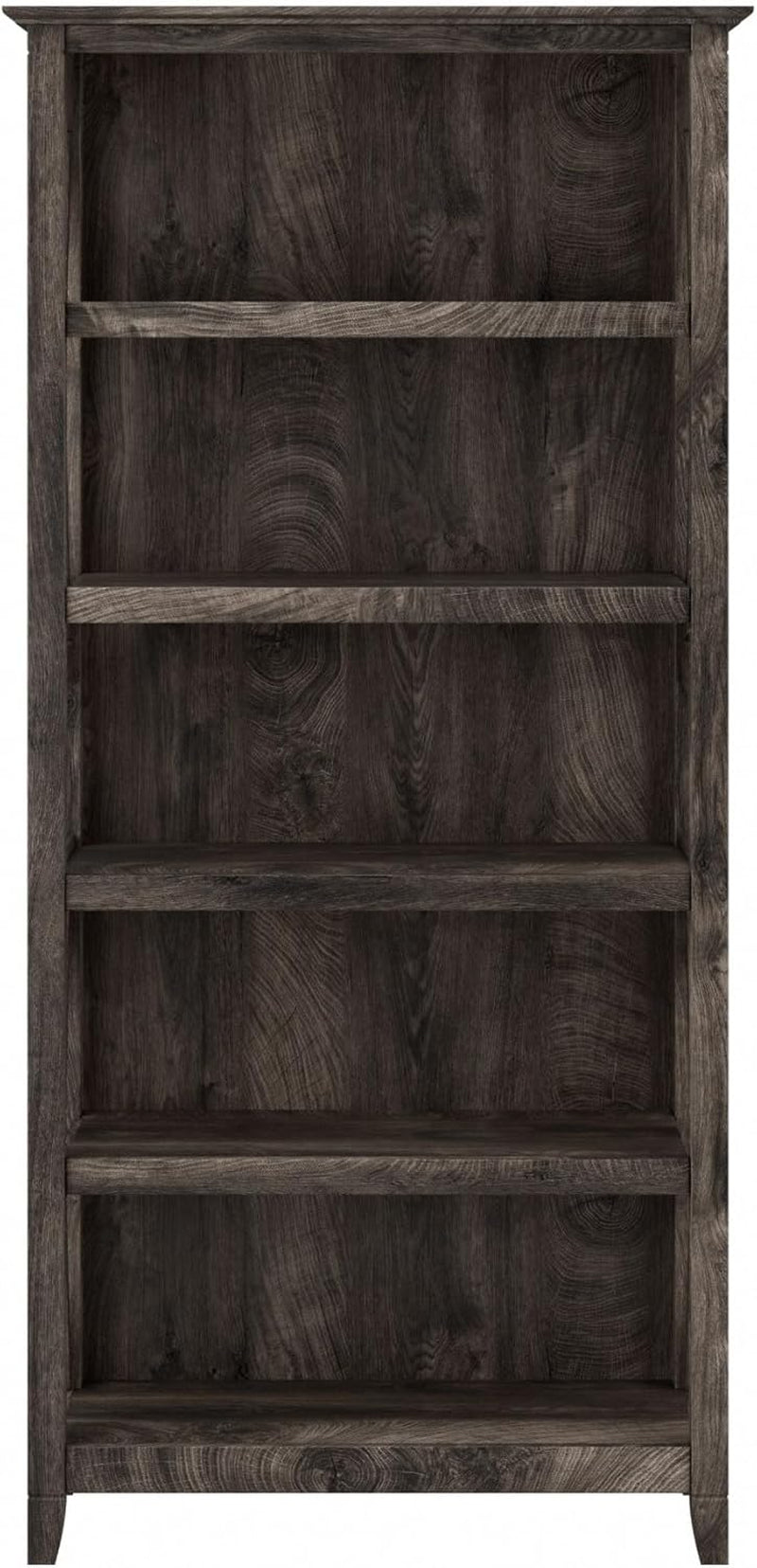 Bush Furniture Tall 5 Shelf Bookcase Dark Gray Hickory