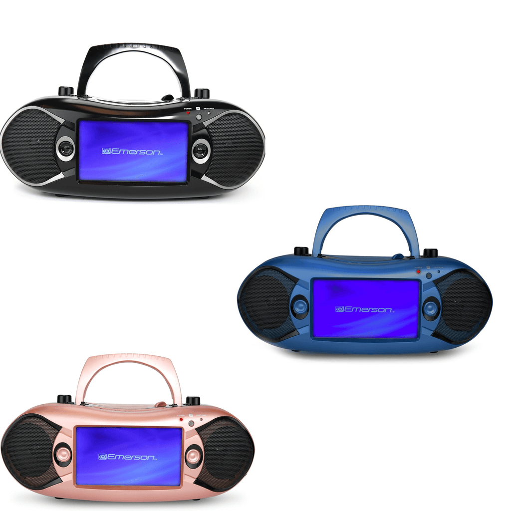 Emerson 7" Bluetooth DVD Boombox w AMFM Radio, Stereo Speakers &
