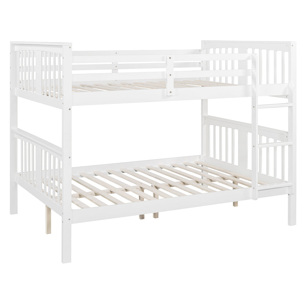 Full over Full Bunk Bed with Ladder for Bedroom, Guest Room Furniture