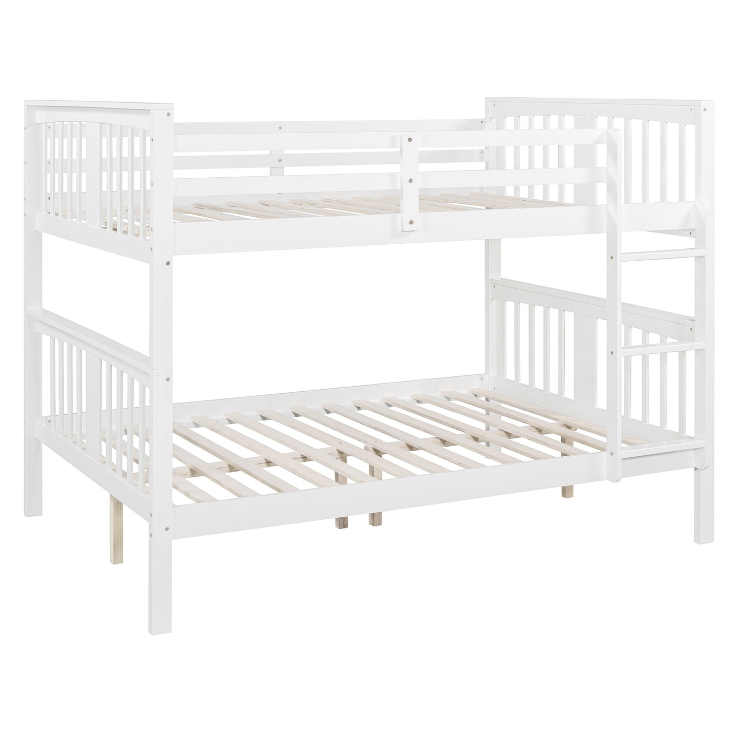 Full over Full Bunk Bed with Ladder for Bedroom, Guest Room Furniture