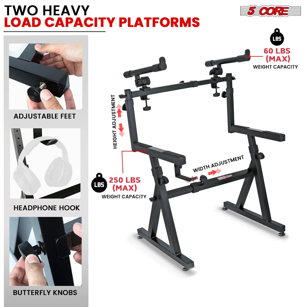 5Core 2 Tier Keyboard Stand Z Style Adjustable Heavy Duty Electric
