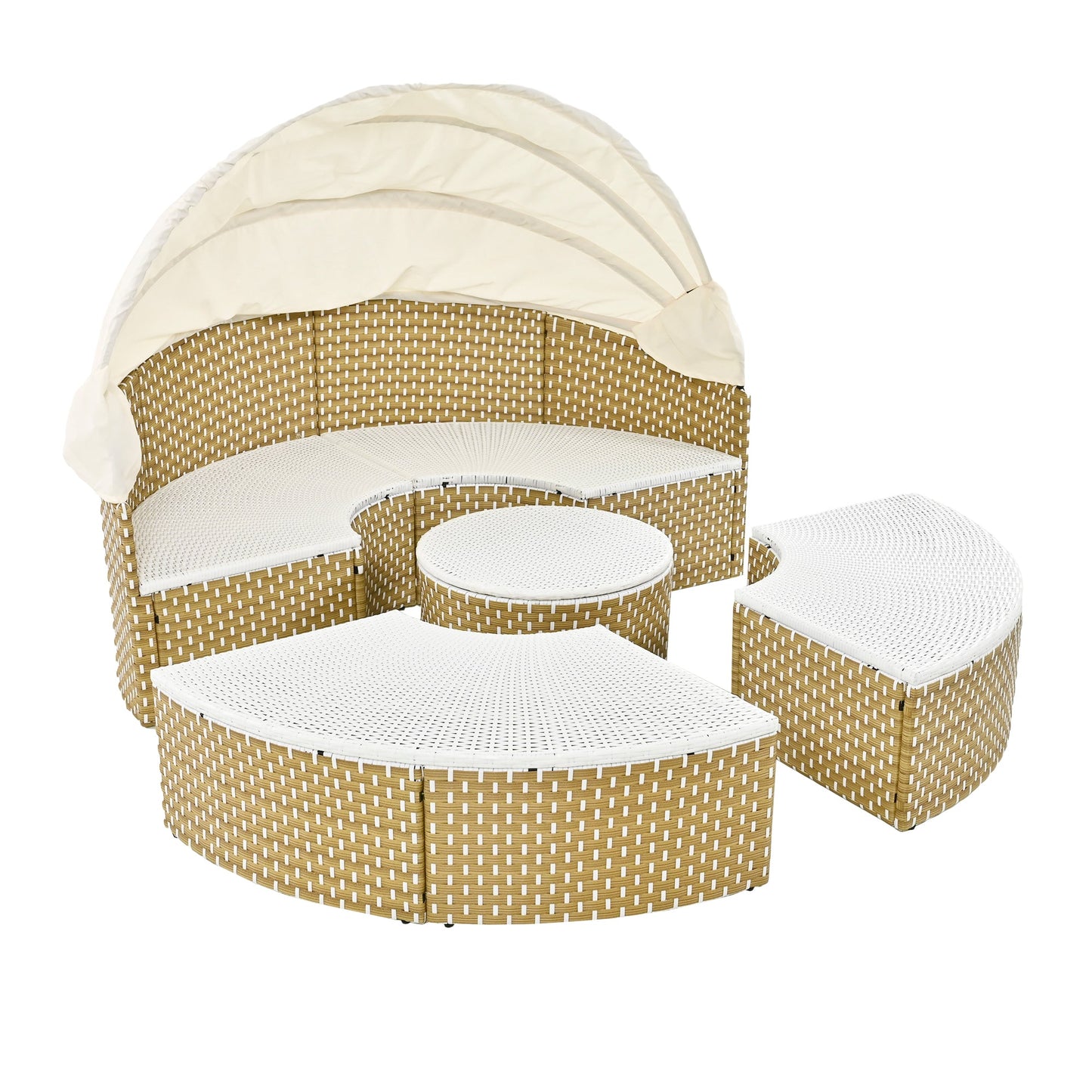 Patio Furniture Round Outdoor Sectional Sofa Set Rattan Daybed
