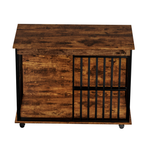 Large Wooden Dog Crate Furniture with Tray , Indoor Pet Kennel Side