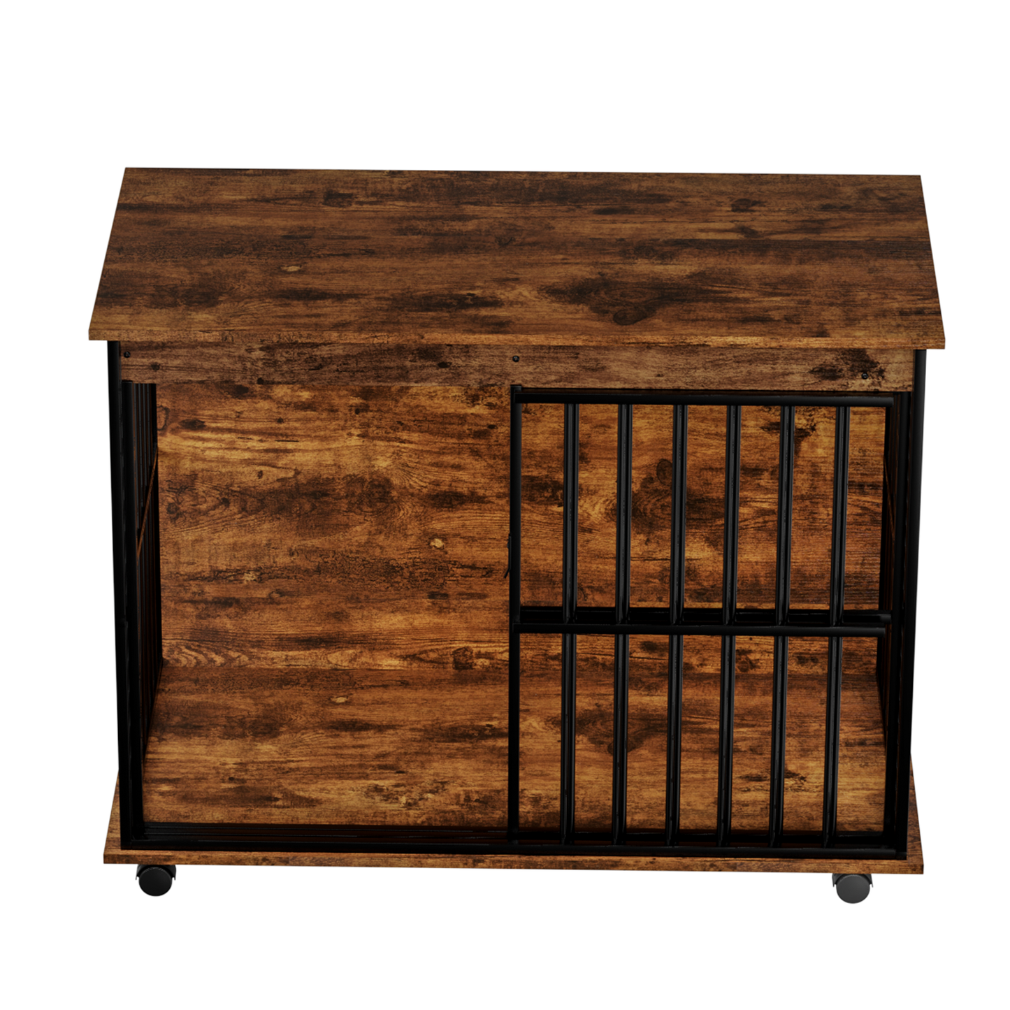 Large Wooden Dog Crate Furniture with Tray , Indoor Pet Kennel Side