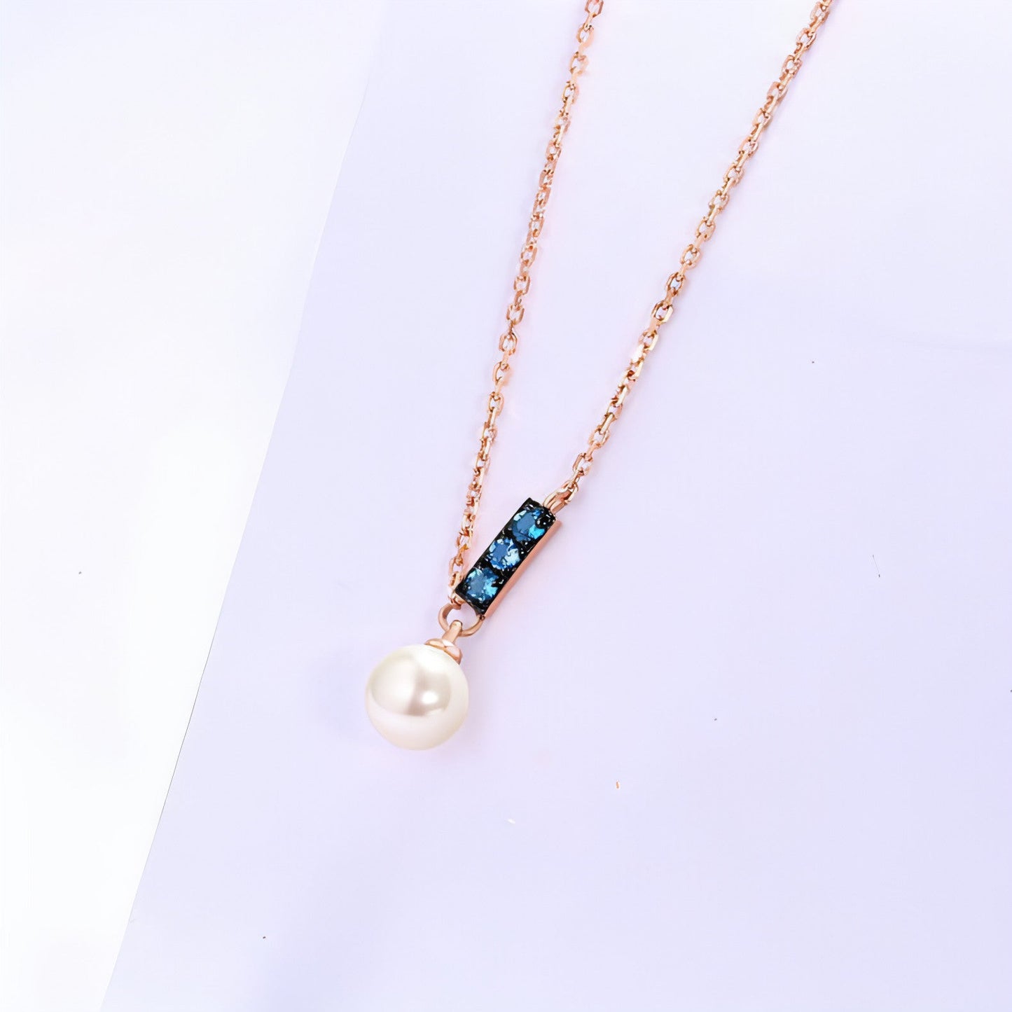 14K Rose Gold Jewelry New Korean Pearl Necklace Pendant all-match gold