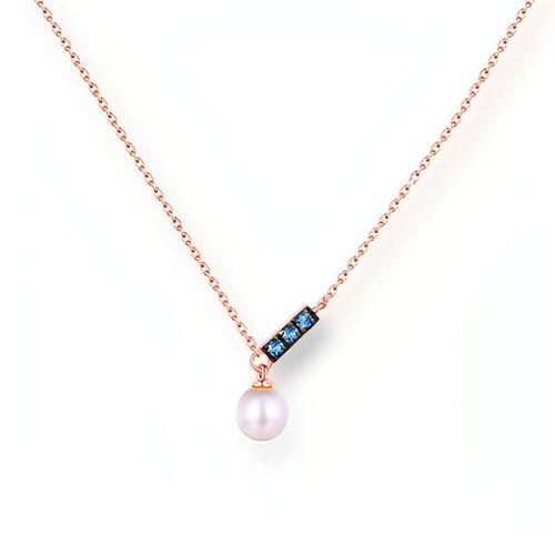 14K Rose Gold Jewelry New Korean Pearl Necklace Pendant all-match gold
