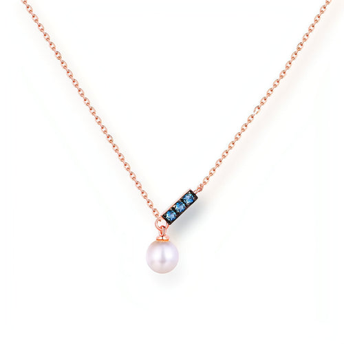 14K Rose Gold Jewelry New Korean Pearl Necklace Pendant all-match gold