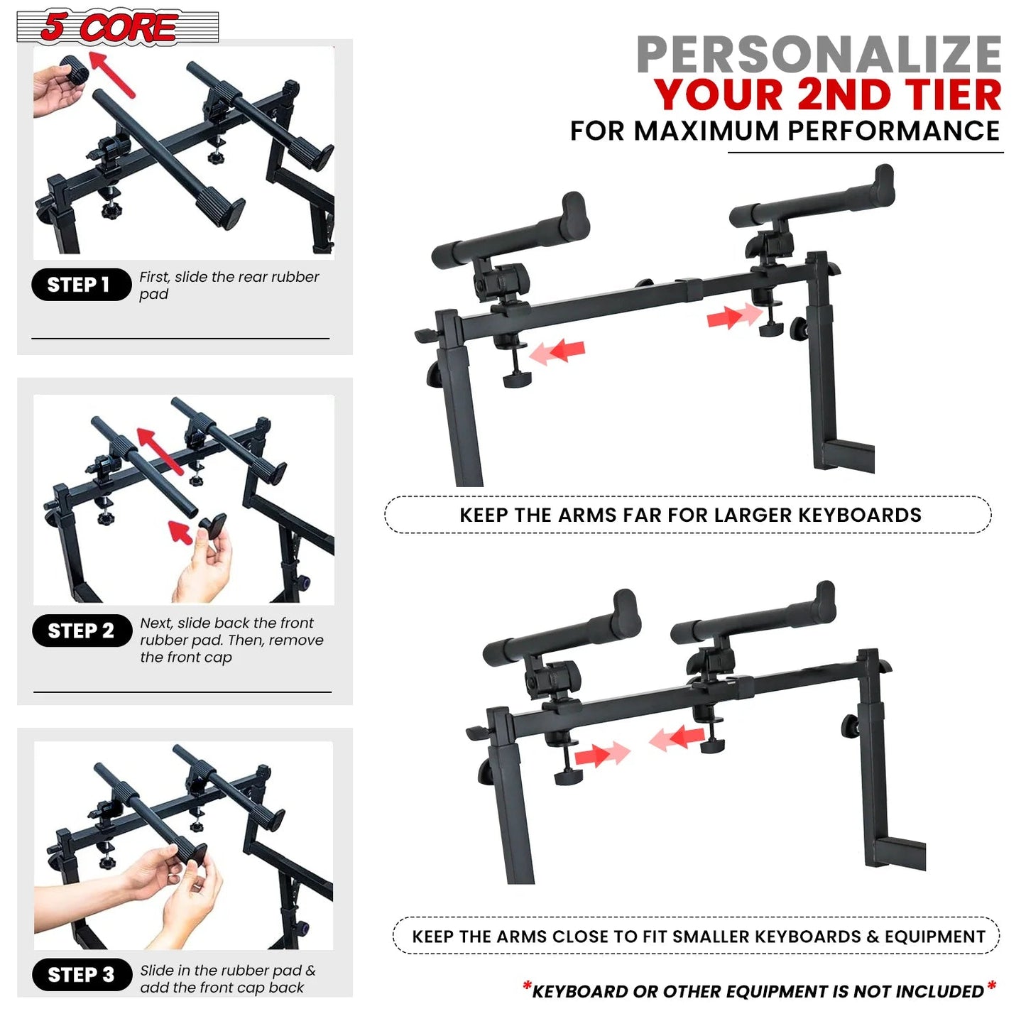 5Core 2 Tier Keyboard Stand Z Style Adjustable Heavy Duty Electric