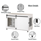Modern Wooden Dog Crate Furniture with Sliding Barn Door – MDF Indoor