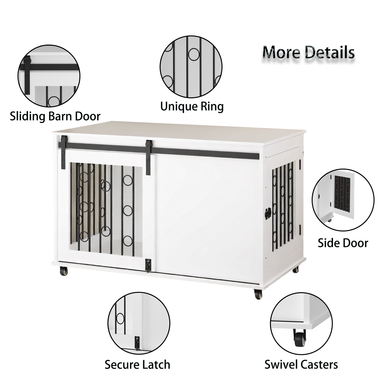 Modern Wooden Dog Crate Furniture with Sliding Barn Door – MDF Indoor