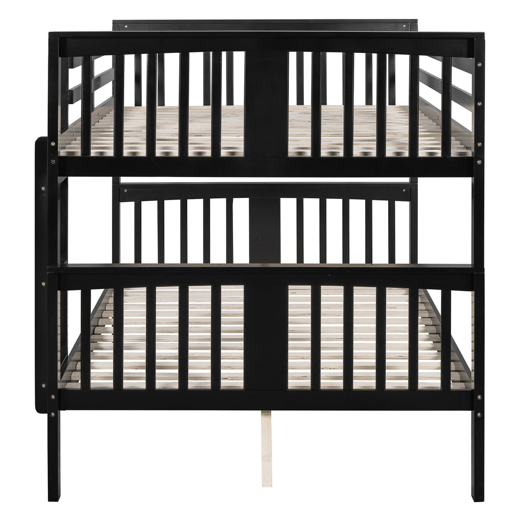 Full over Full Bunk Bed with Ladder for Bedroom, Guest Room Furniture