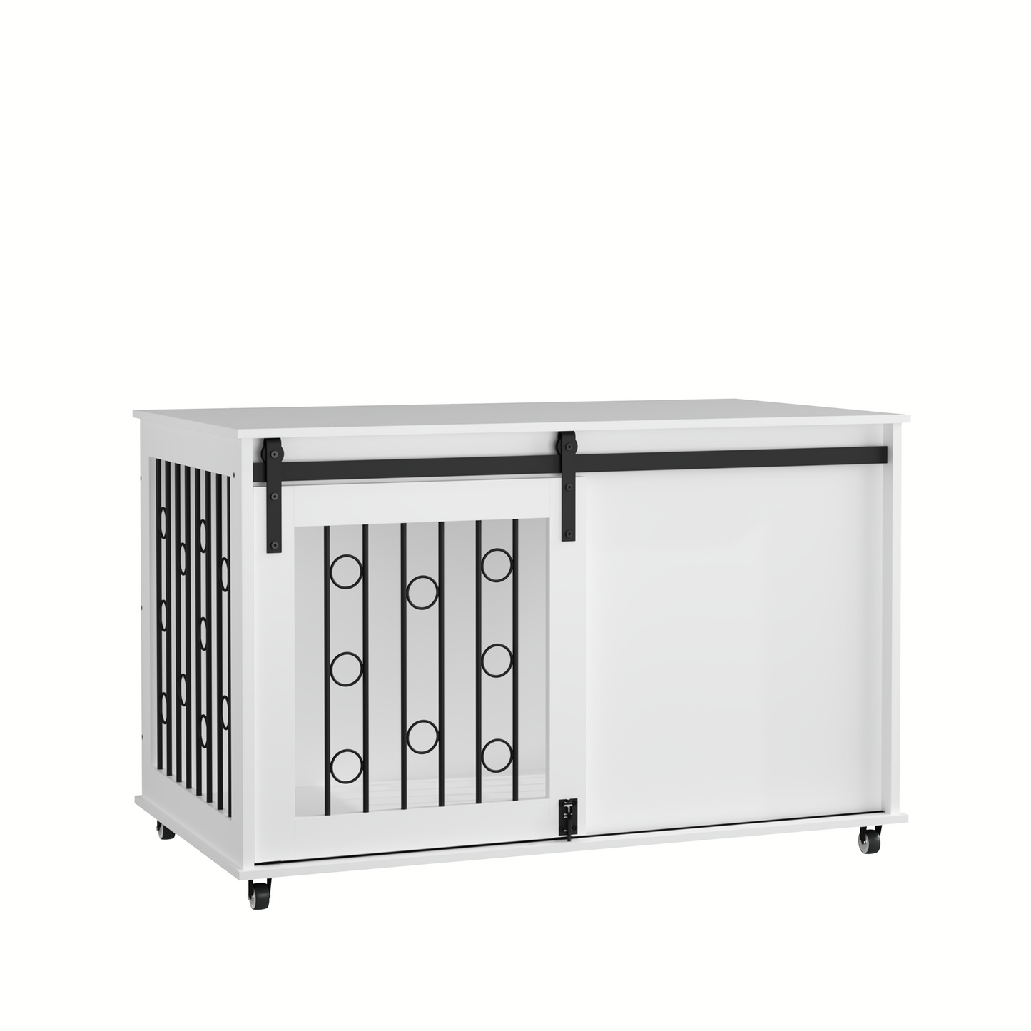 Modern Wooden Dog Crate Furniture with Sliding Barn Door – MDF Indoor