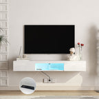 LumiWall™ – Floating TV Wall Shelf with 16-Color LED Lights for 55–65"