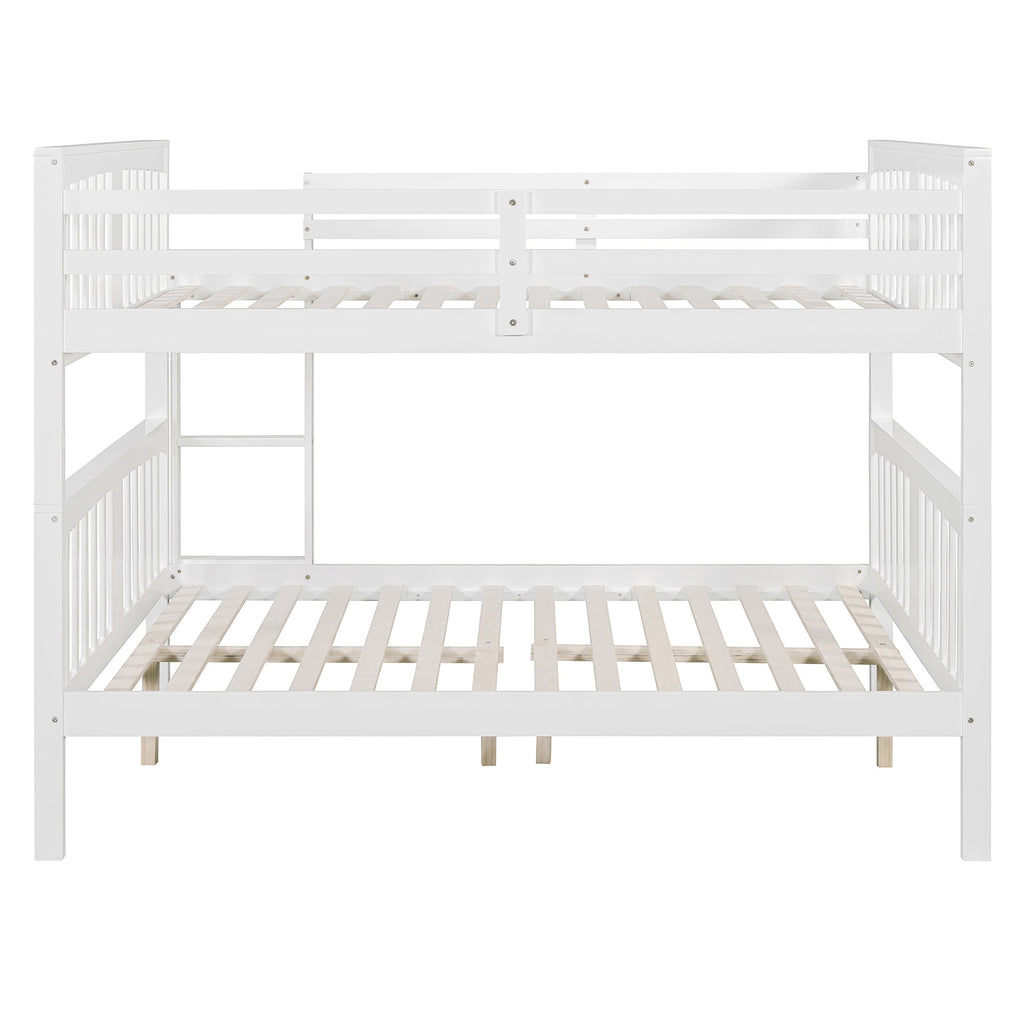 Full over Full Bunk Bed with Ladder for Bedroom, Guest Room Furniture