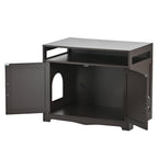 Hidden Cat Litter Box Furniture with Storage Bench , Wooden Pet House